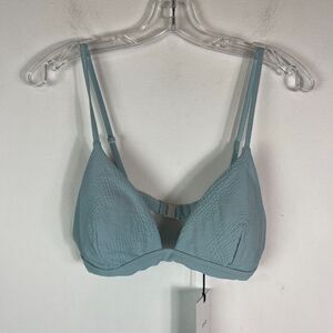 Onia NWT Women's Danni Textured Triangle Bikini Top Blue Size XL